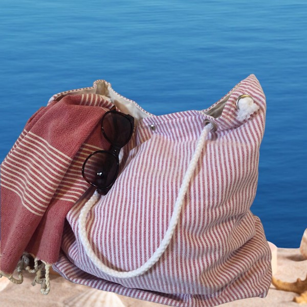 Strandtasche rot gestreift